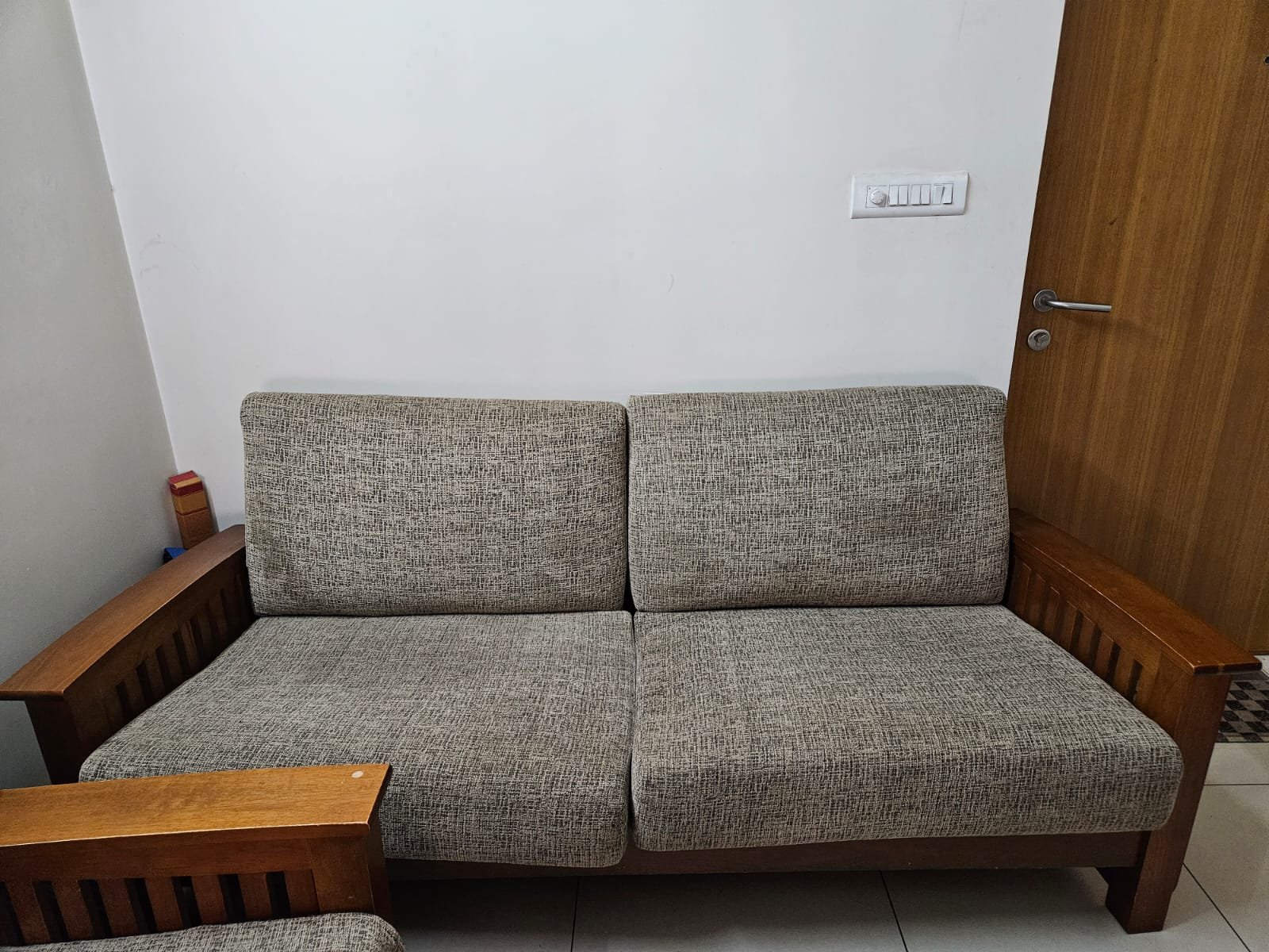 Sparingly used wooden sofa 3 seater and 2 seater with Cushion in excellent condition for sale